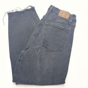 Madewell Balloon Leg Jeans Womens 26 Black Raw Hem Vintage Wash